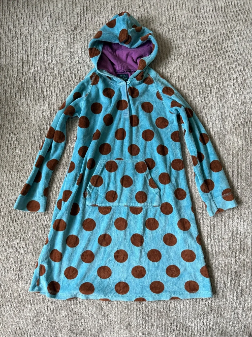 Mini Boden Hooded Beach Cover Up Polka Dot Swim Coverup Size 9-10Y